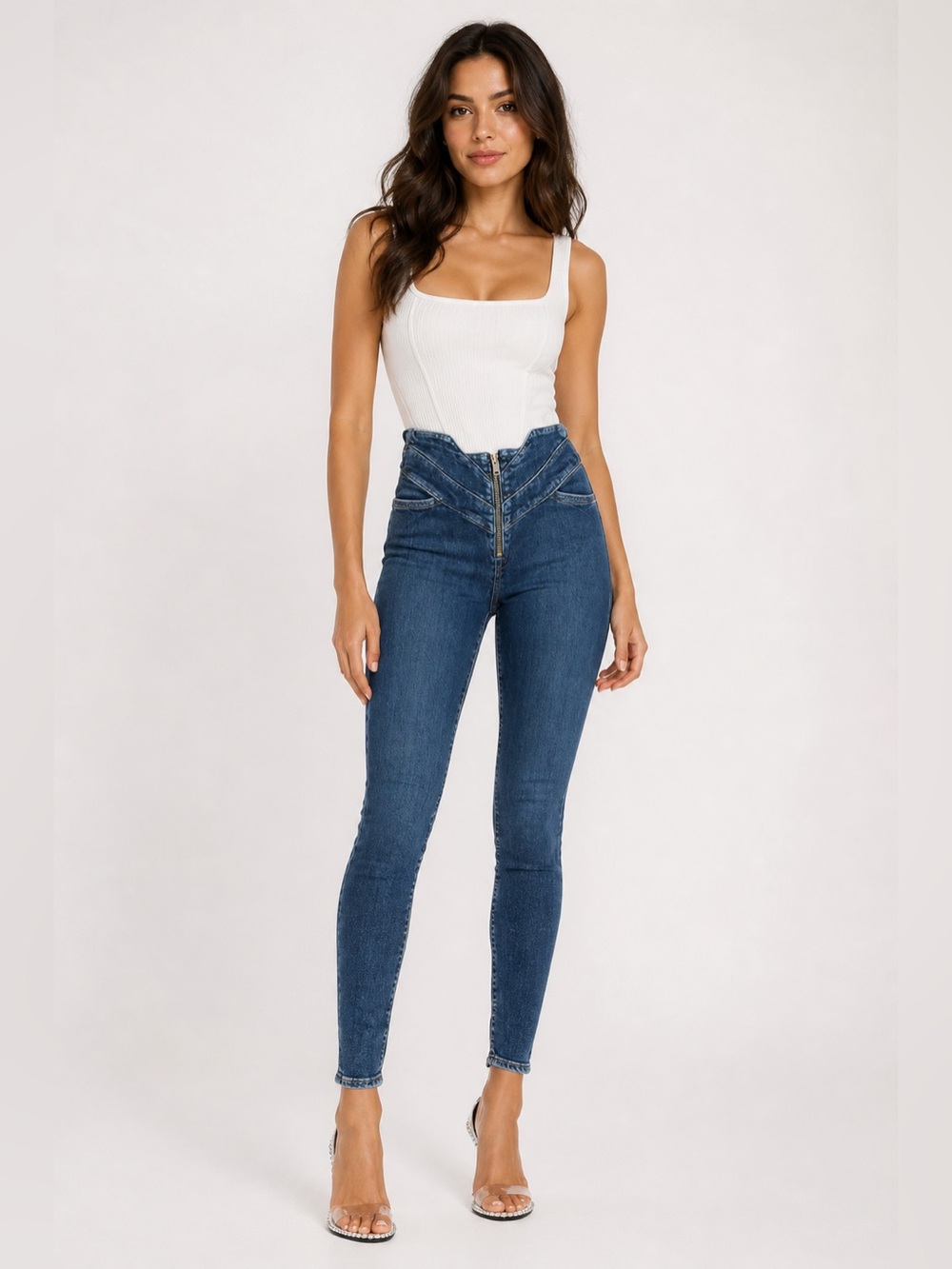 NWT Sold Out GRLFRND Revolve $250 High-Rise Blue Skinny Jeans Sz 25